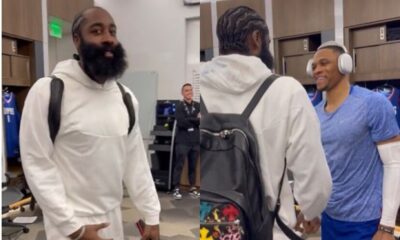 James Harden Arrives & Welcomed In Clippers' Locker Room